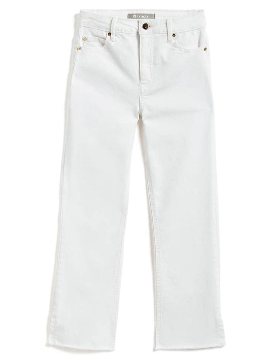 White High Rise Crop Flare Jeans
