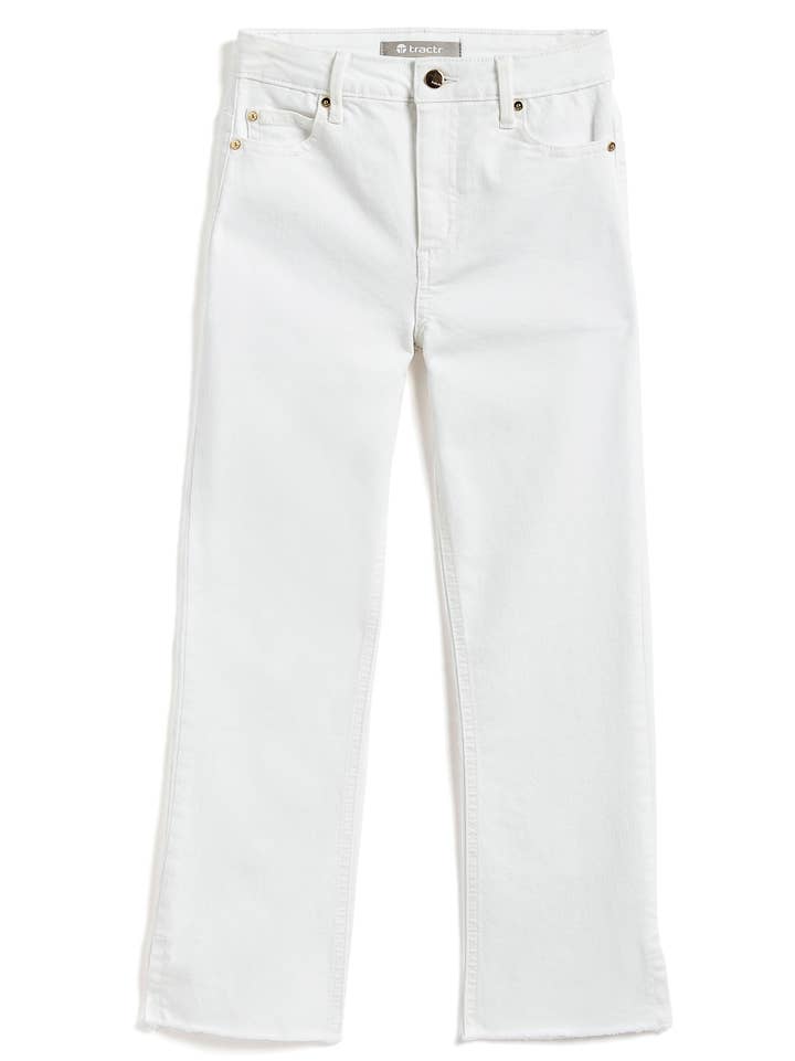 High Rise Crop Flare Jean, White