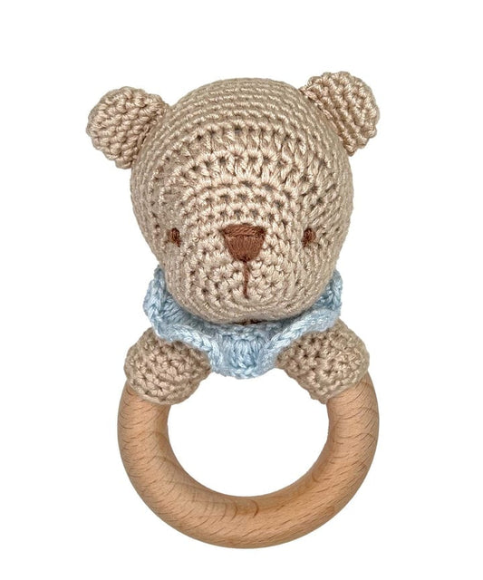 Bear Rattle, Blue & Pink