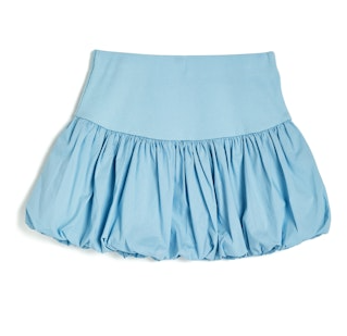 Knit Waist Balloon Skirt, Blue