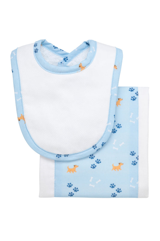 Puppy Drooler Bib & Burp Set, Blue