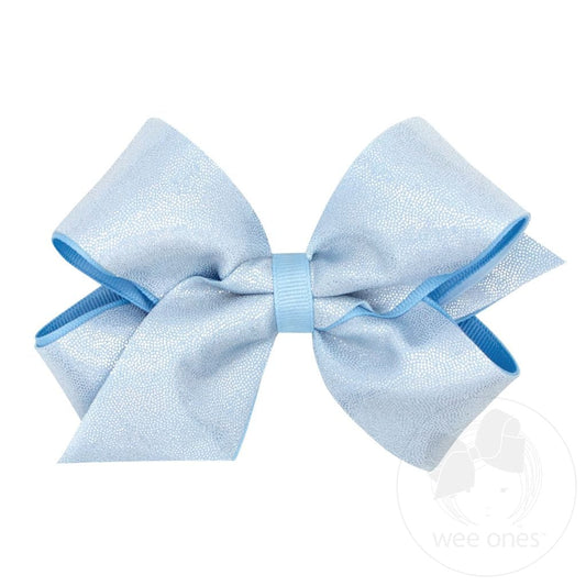 Blue Mirror Dot and Grosgrain Bow