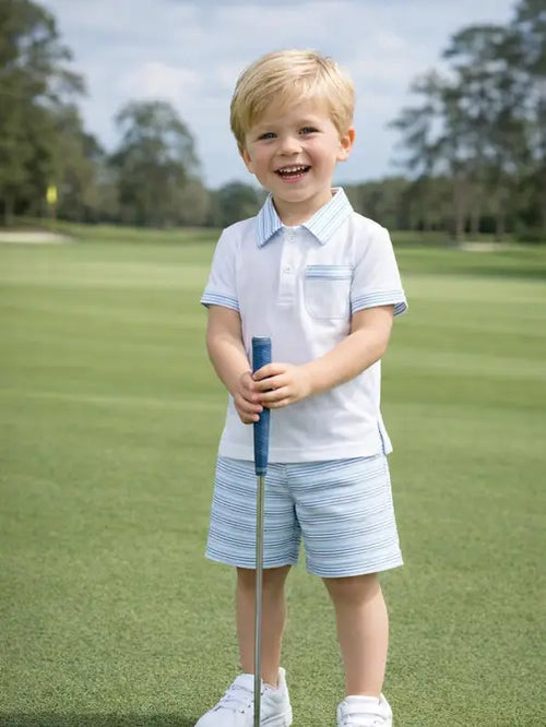 Blue Spring Flowers Boys Short Set