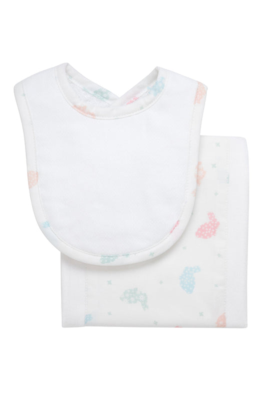 Bunny Drooler Bib & Burp Set