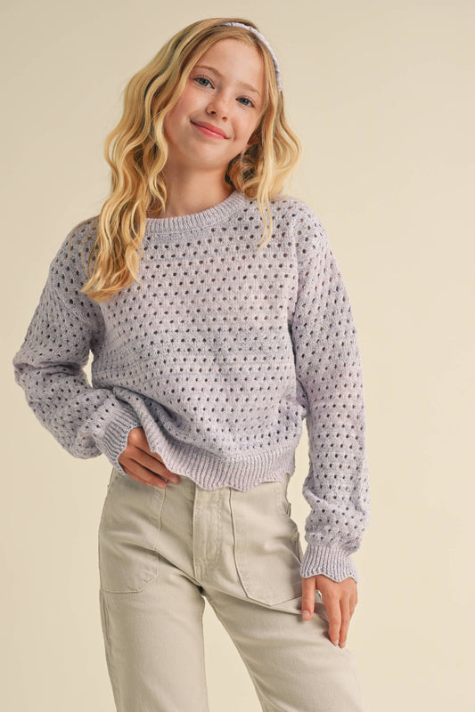 Lilac Pointelle Sweater