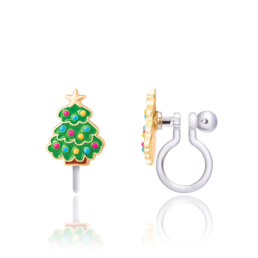 Happy Christmas Tree Clip On Earrings