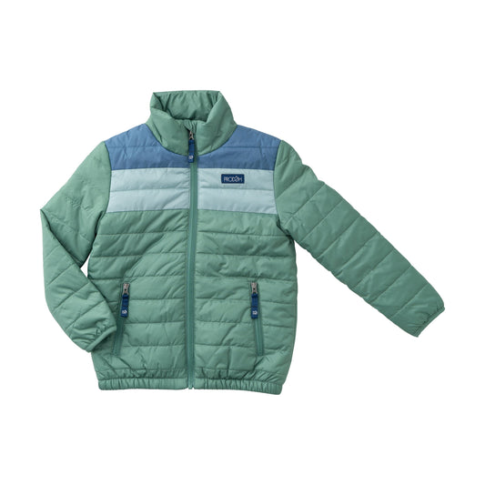 Puffer Jacket, Frosty Spruce Colorblock