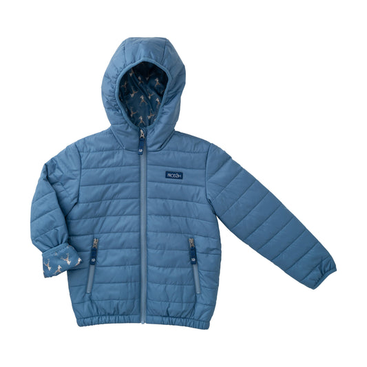 Hooded Puffer Jacket, Copen Blue