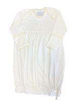 White Lap Shoulder Gown with White Cross and Ecru Crochet Trim