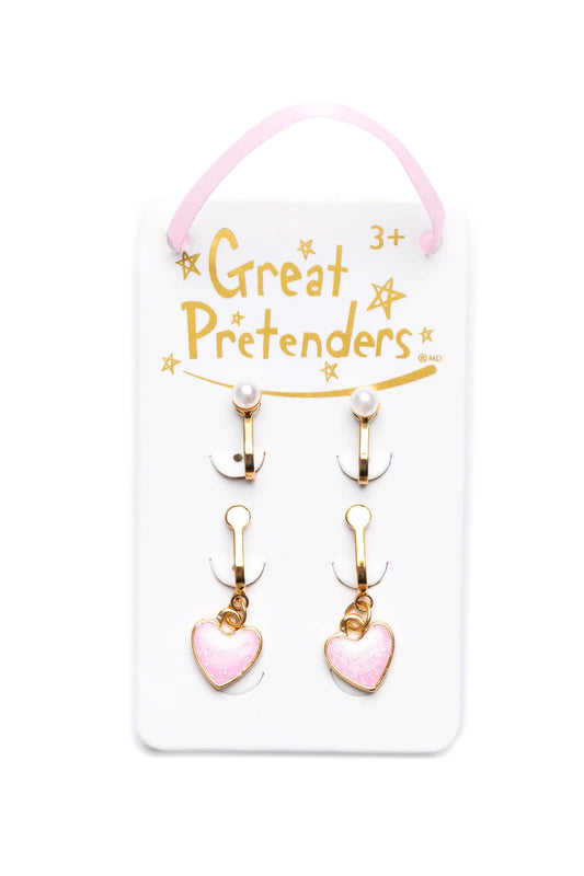 Pearl & Heart Clip On Earrings