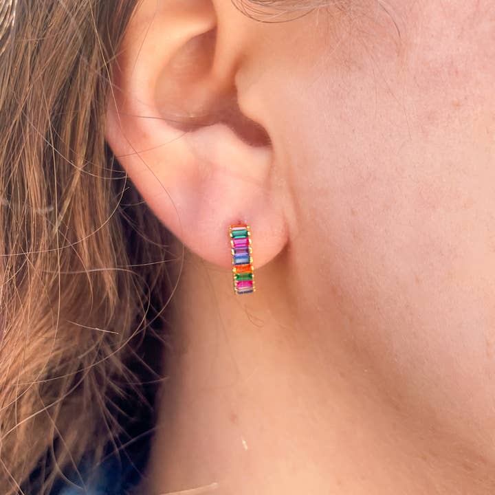 Rainbow Road Huggie Earrings