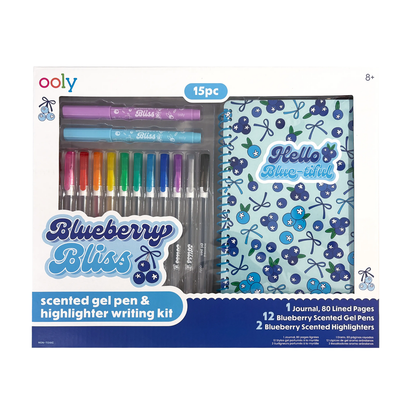 Blueberry Bliss: Scented Gel Pen & Highlighter Writing Kit