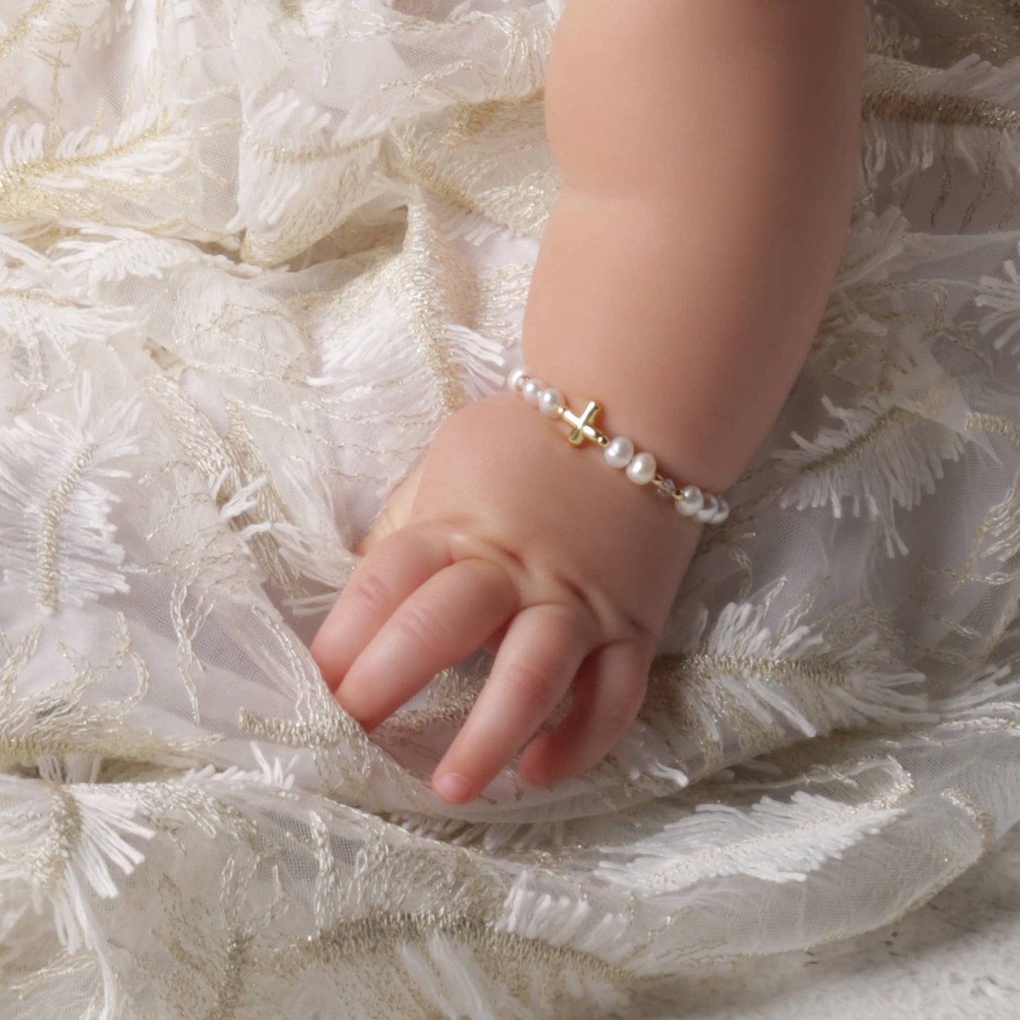 14K Gold-Plated Baby Cross Bracelet