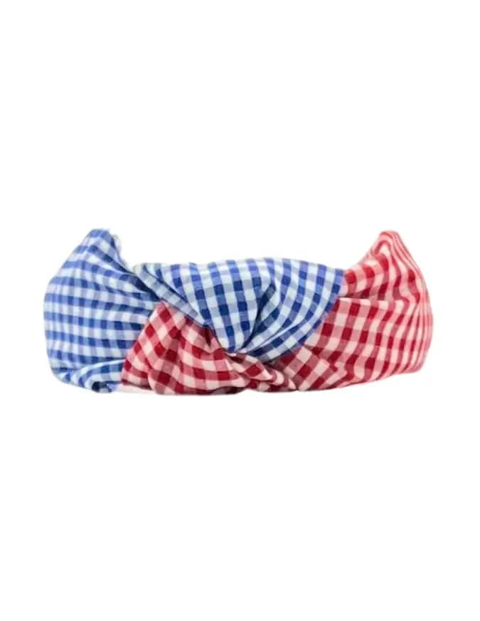 Two Tone Red/Blue Gingham Headband