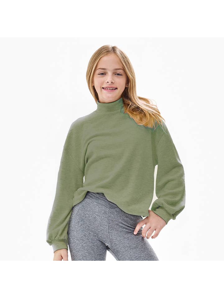 Thermal Knit Mock Turtleneck - Green