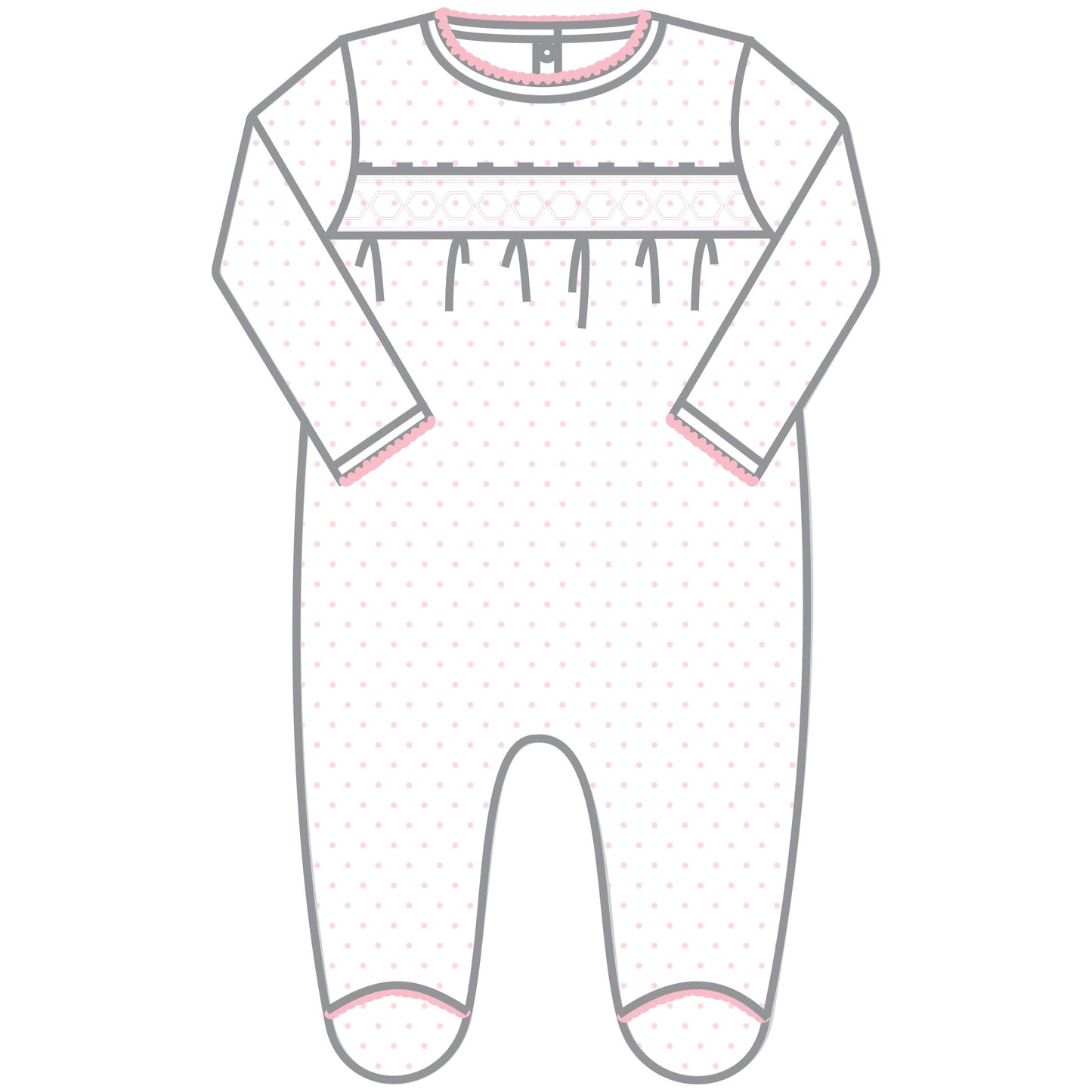 Mini Dots Smocked Footie, Pink