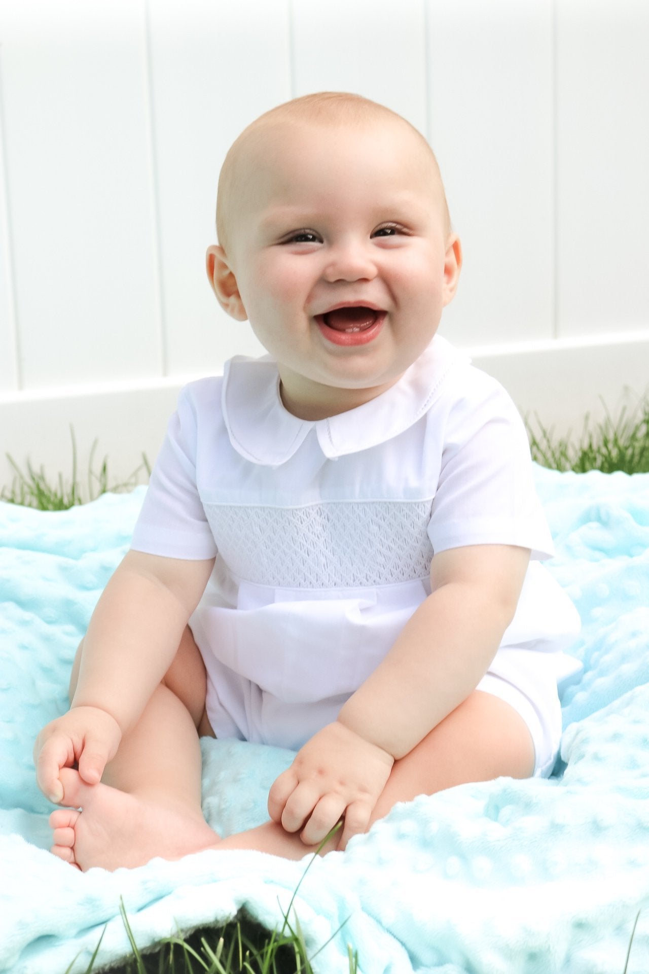 White Diamond Smocked Romper