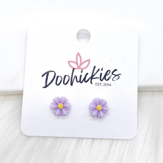 Lavender Daisy Stud Earrings