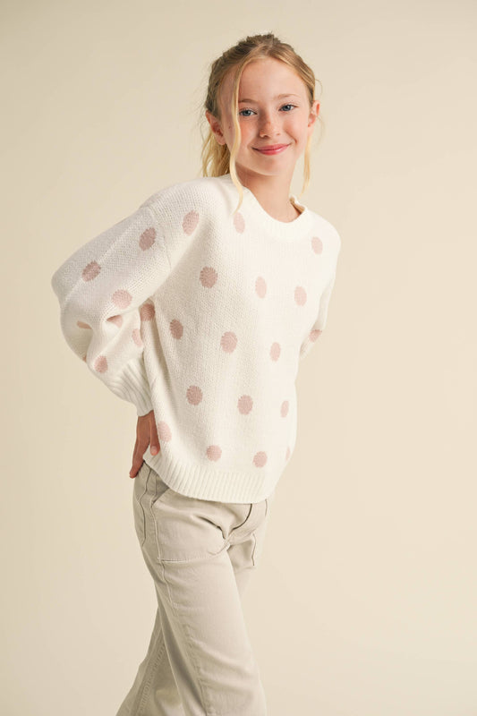 Crew Neck Polka Dot Sweater