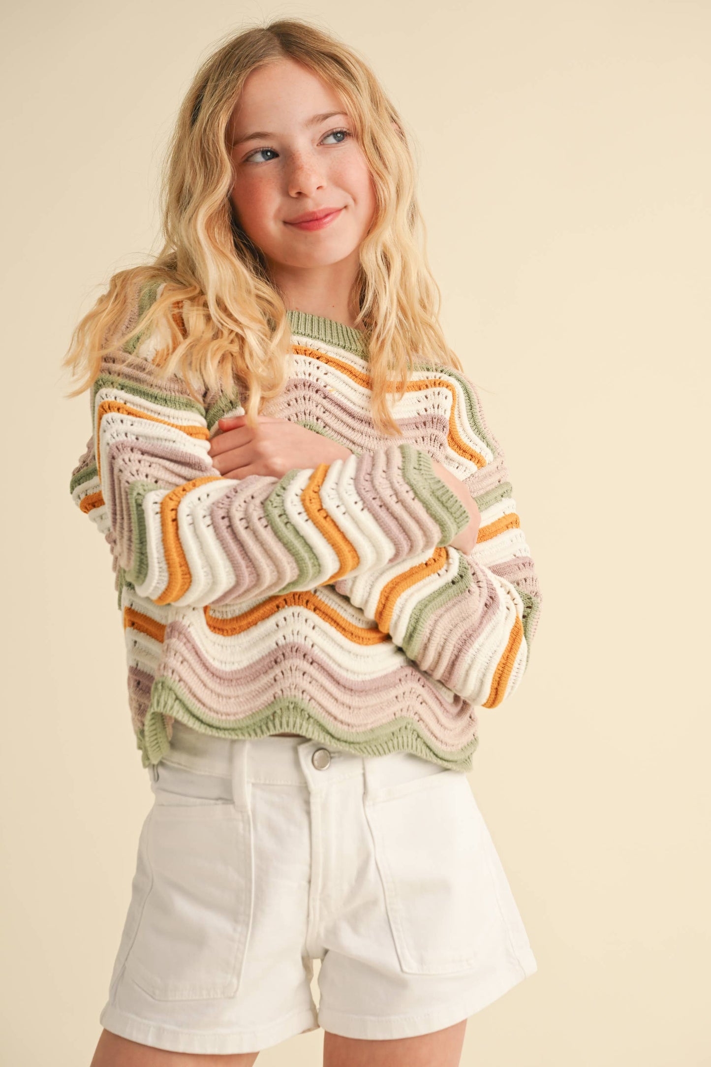 Wavy Rib Knit Sweater