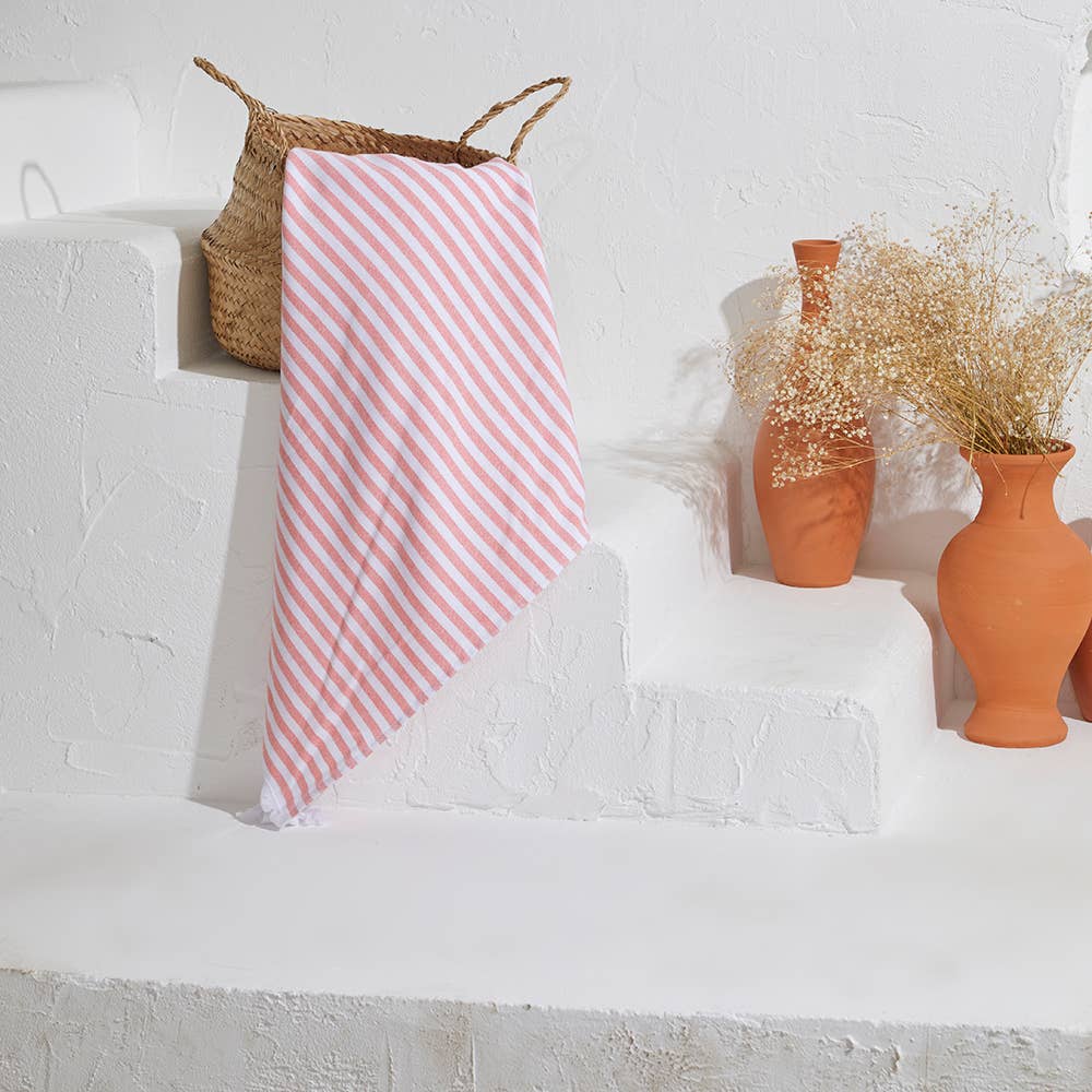 Turkish Beach Towels with Terry Backing, Multiple Colors