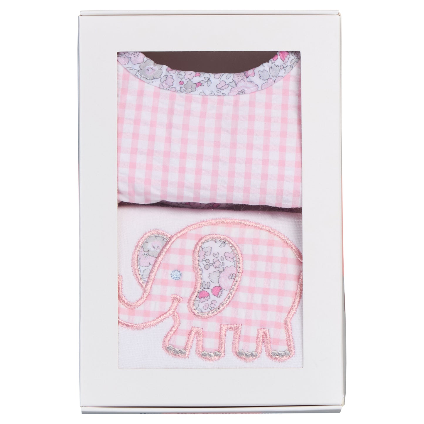 Elephant Basic Bib & Burp Boxed Set, Pink