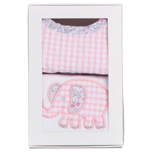 Elephant Basic Bib & Burp Boxed Set, Pink