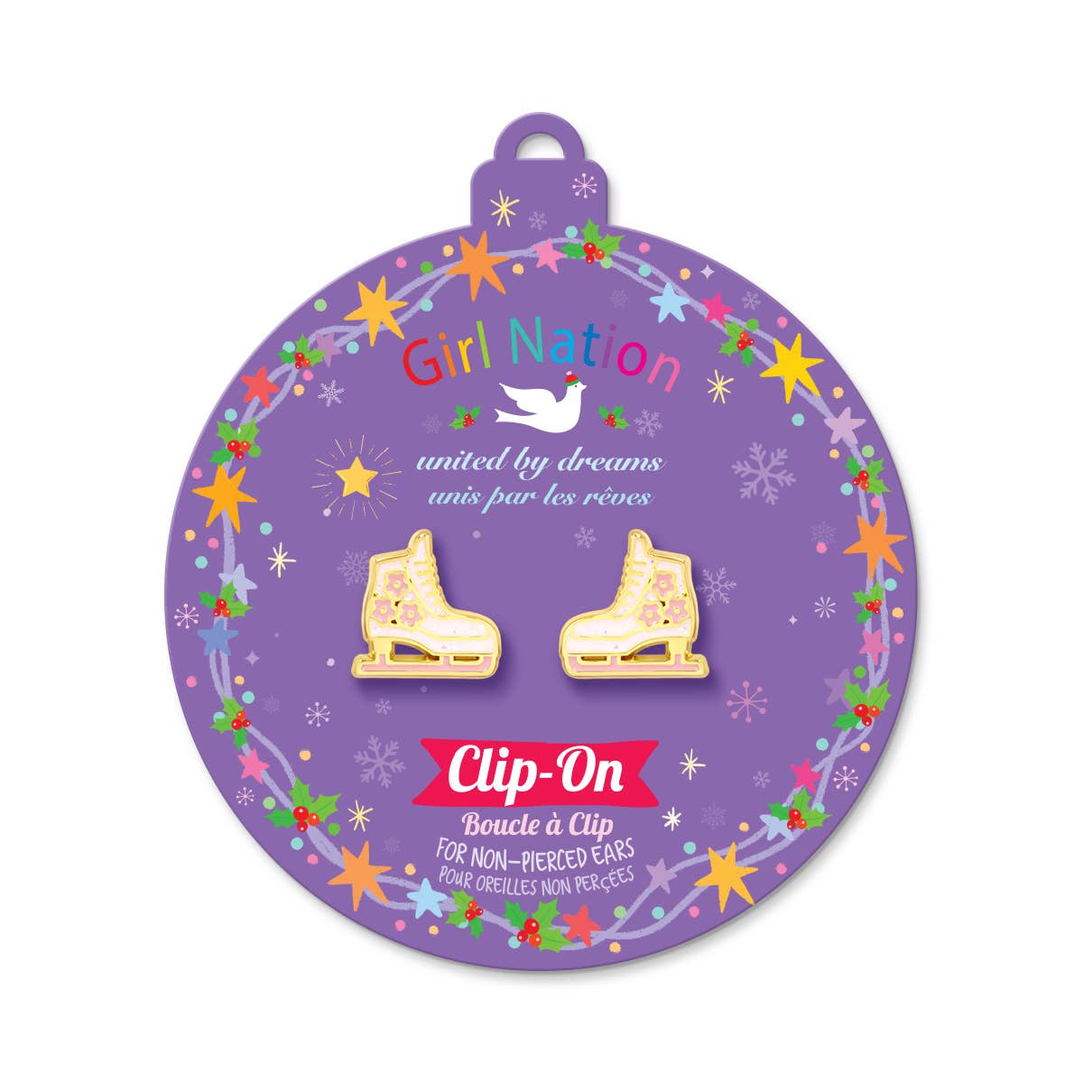 CLIP ON Earrings | Ice Skates | Christmas