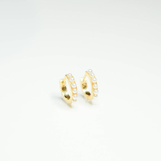 Dainty Pearl Huggie Earrings