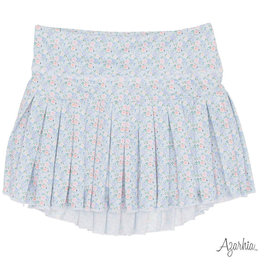 Grand Blue Flowers Pleated Skort