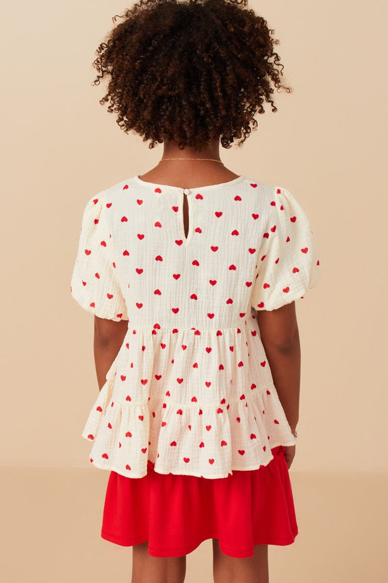Ditsy Heart Tiered Top