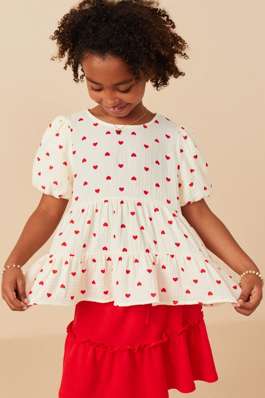 Ditsy Heart Tiered Top