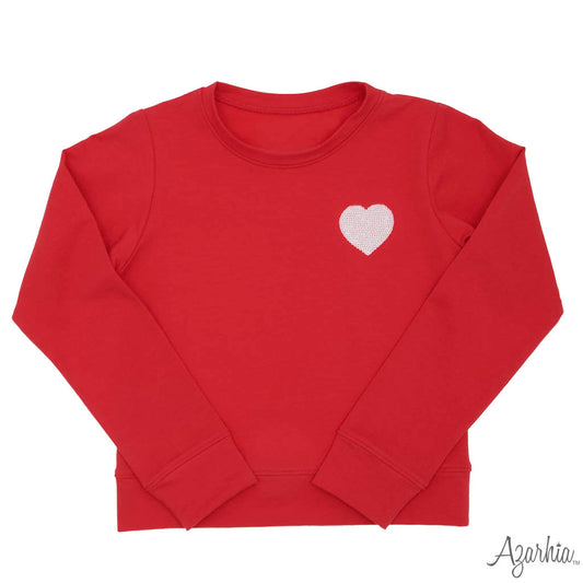 Sequin Heart Top, Red