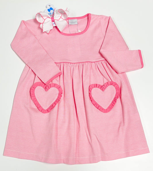 Pink Popover Dress with Heart Pockets