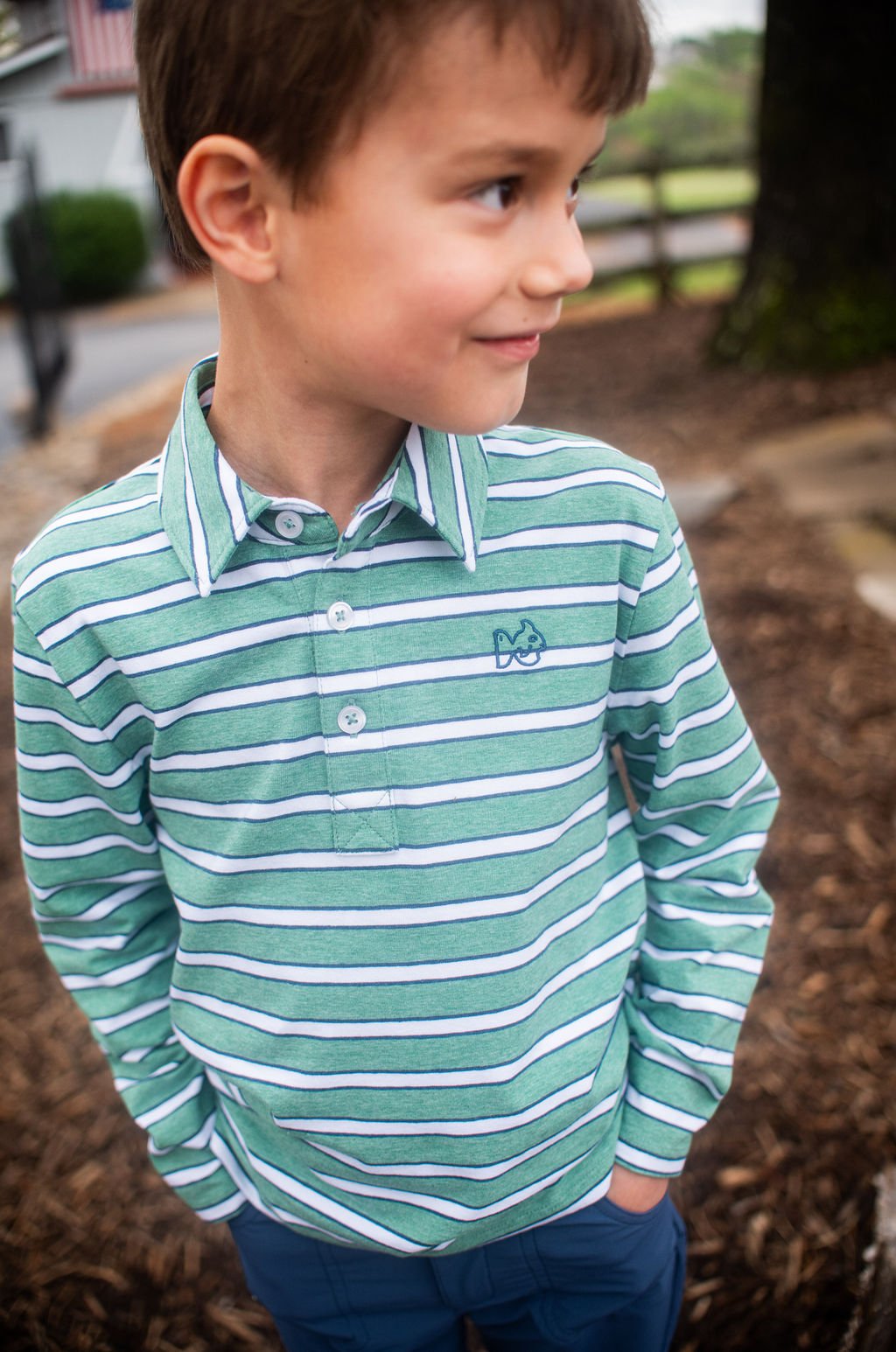 Too Cool for School Polo, Frosty Spruce & Dark Denim