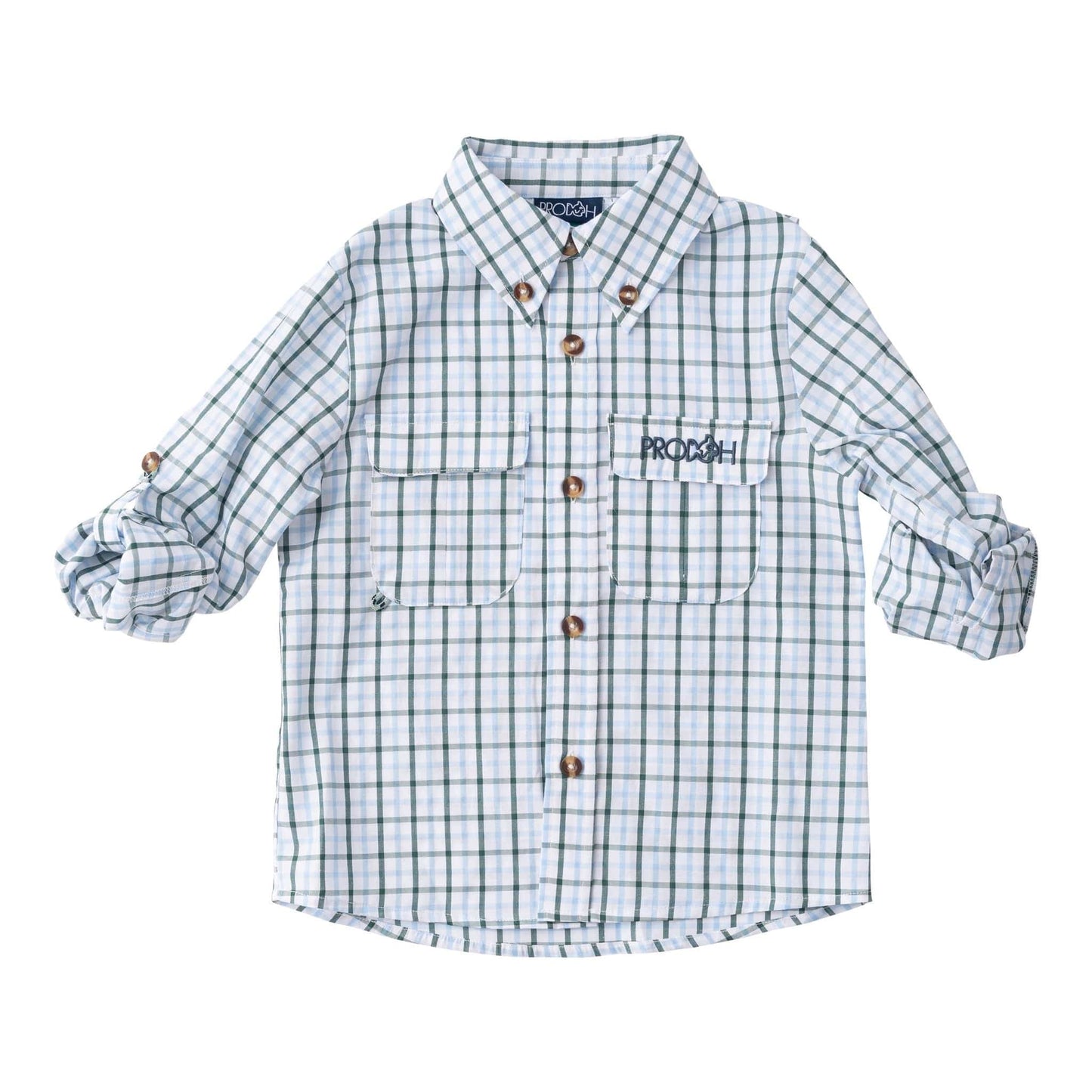 Plaid Founders' Fishing Shirt, Posy Green Powder Blue Windowpane