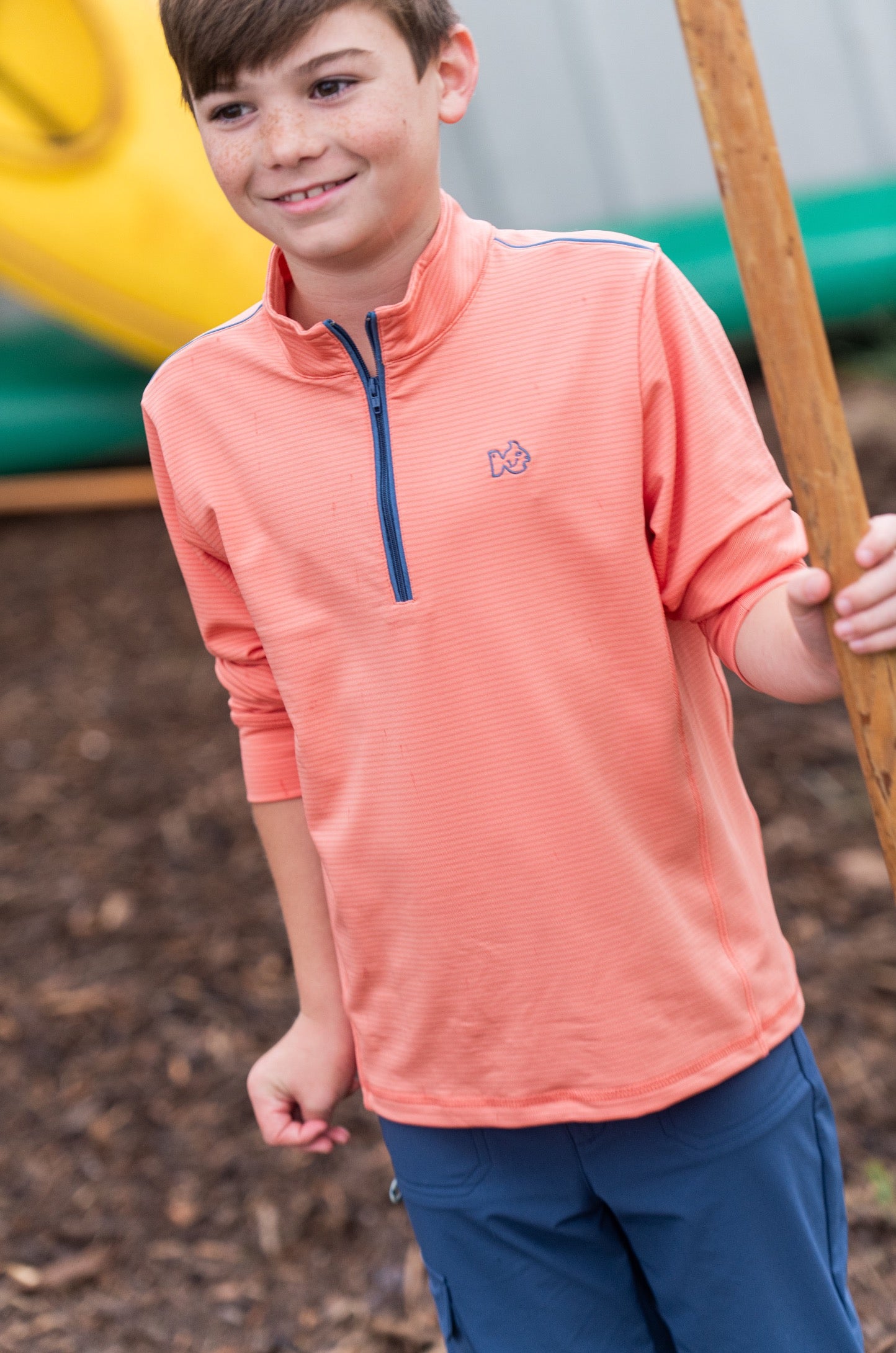 Pro Performance 1/4 Zip Pullover, Crabapple Stripe