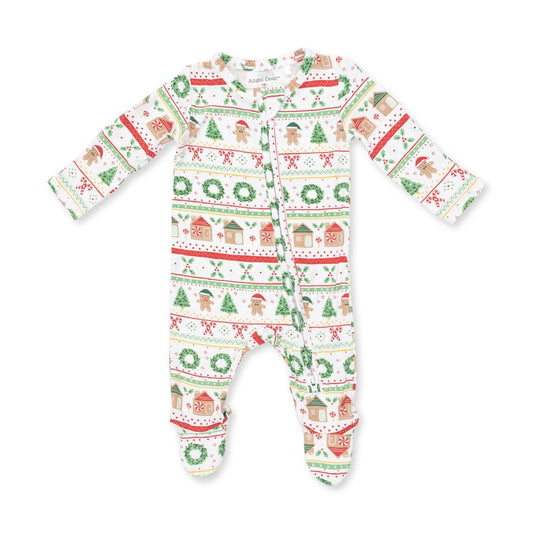 Gingerbread Fair Isle, 2 Way Zipper Footie