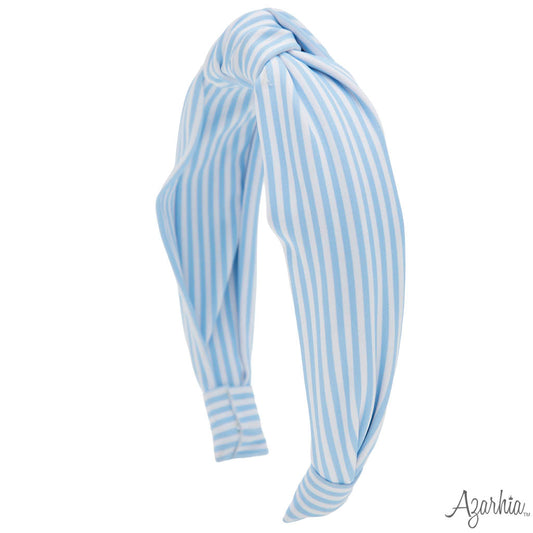 Light Blue Stripes Top Knot Headband