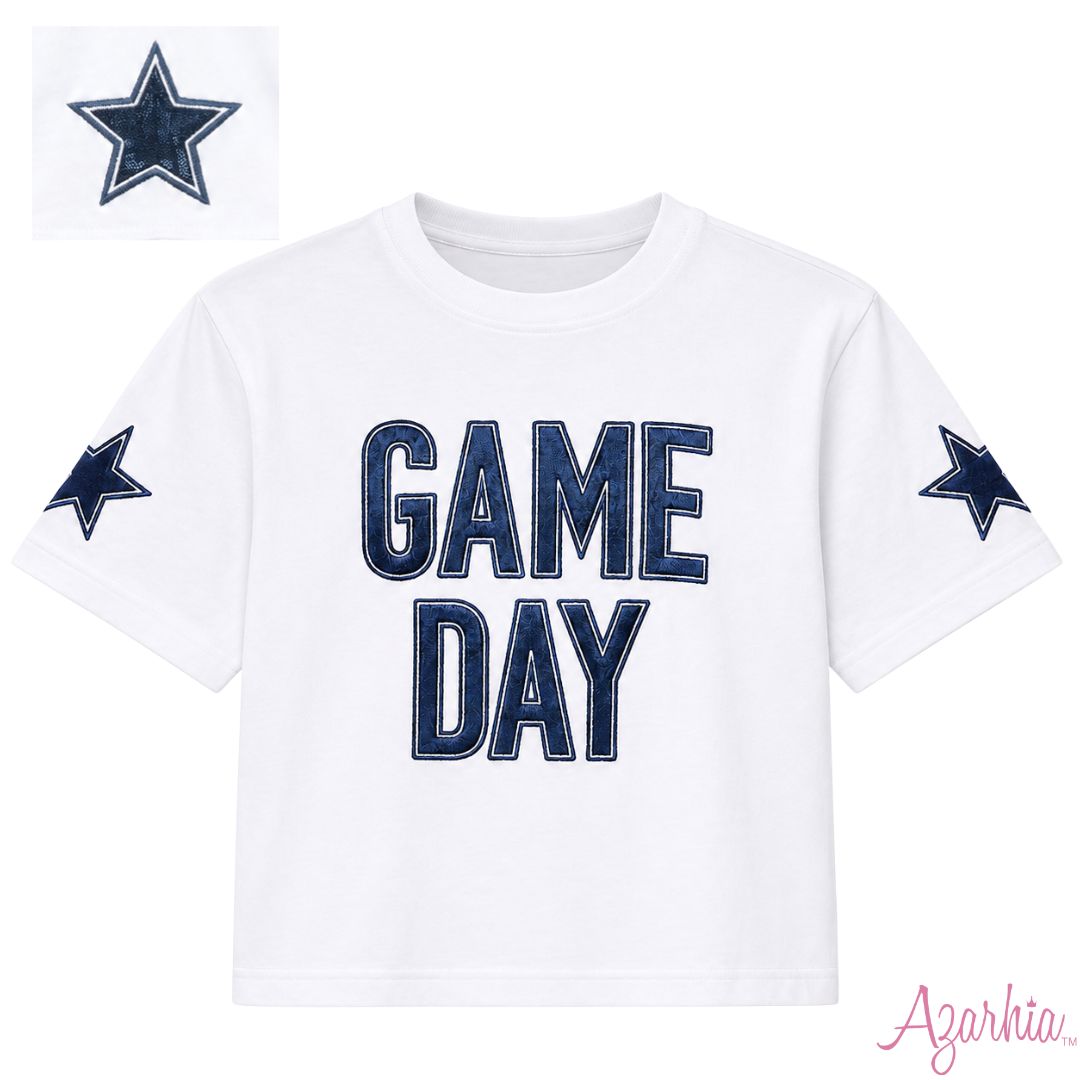 Shimmer Game Day Boxy Tee Navy