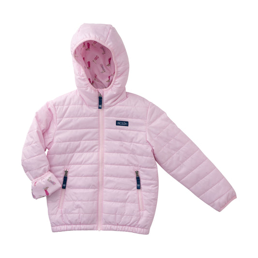 Hooded Puffer Jacket, Pink Tulle