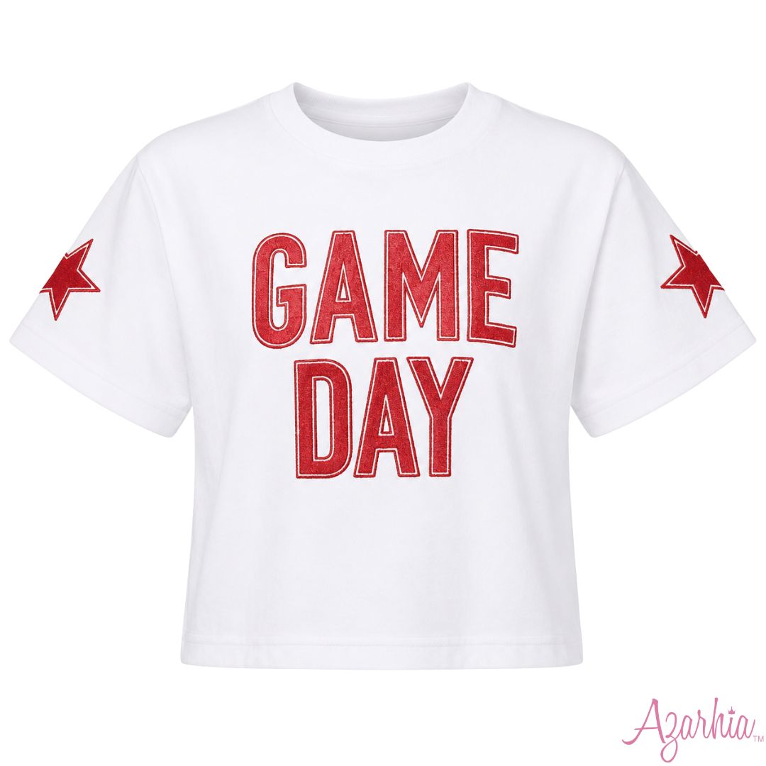 Shimmer Game Day Boxy Tee Red