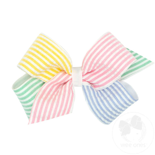 Colorblock Seersucker Bows - 2 Sizes