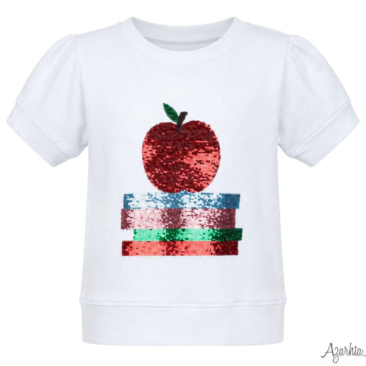 Sequin Apple Short Sleeve Holly Sweatshirt
