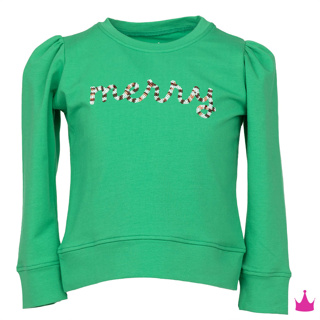 Sequin Merry Green Holly Top