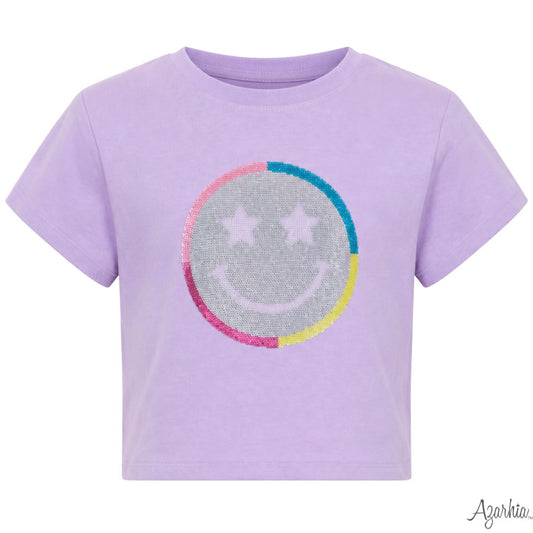 Sequin Star Smiley Face Boxy Tee
