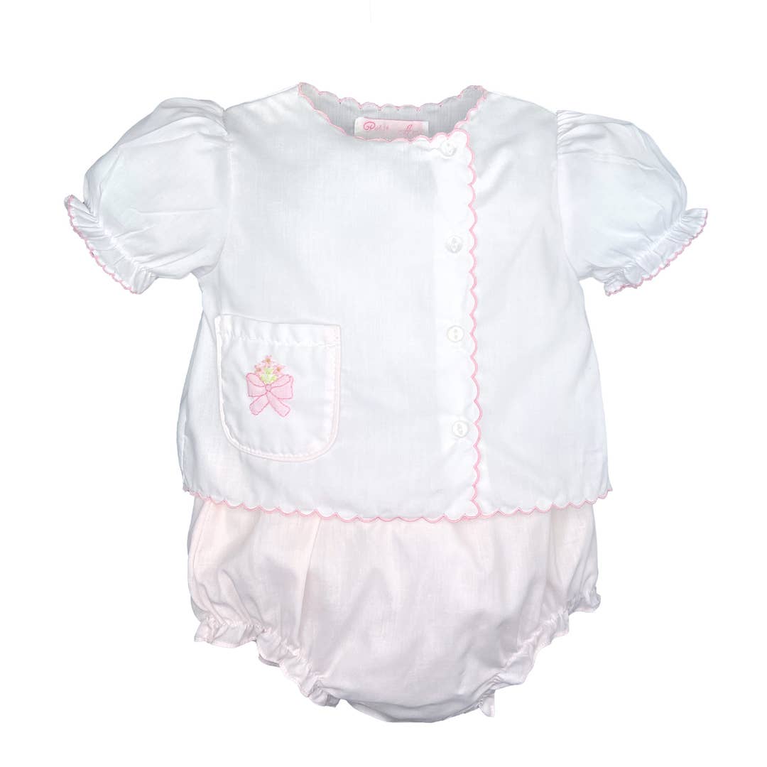 Shadow Stitch Bow Diaper Set