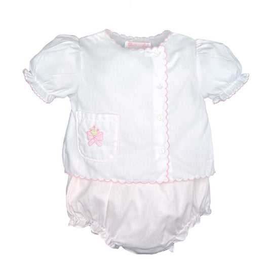Shadow Stitch Bow Diaper Set