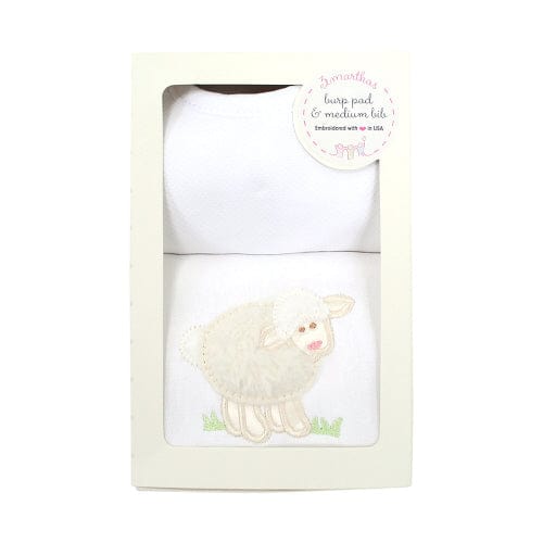 White Lamb Bib & Burp Boxed Set