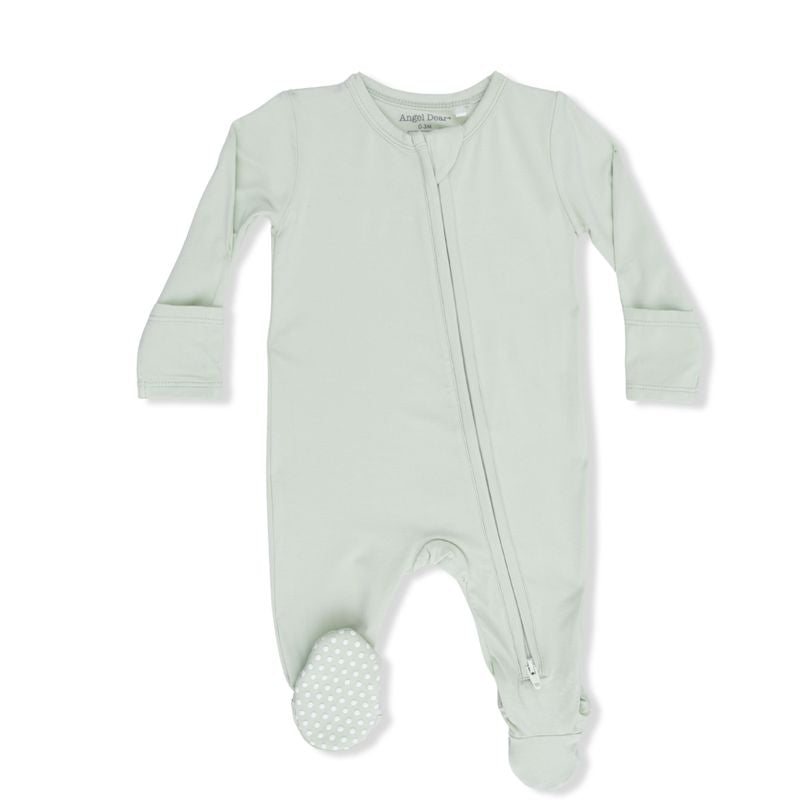 Solid Milky Green, 2 Way Zipper Footie